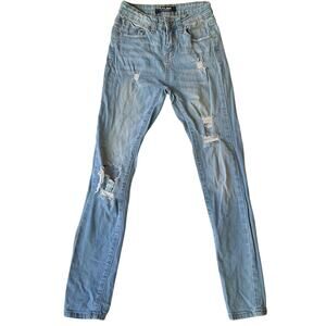 Max Jean Los Angeles Women Skinny Jeans size 0 Blue Ripped Mid Rise